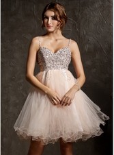 Vestido Nude y plateado